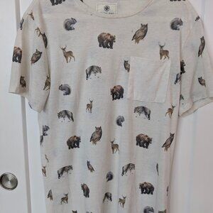 Women's Cream Shirt cream colored animal print short sleeve